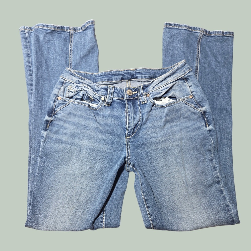 Shyanne Womens Flare Bootcut Jeans W31 x L32 Medium Wash Horseshoe Seam Denim